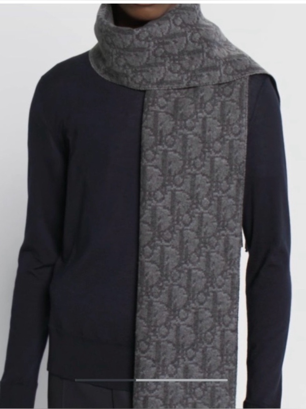Dior Double-Sided Oblique Scarf in Gray and Black